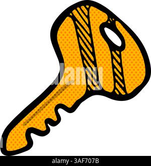 Hand drawn key halftone color vector illustration Stock Vector