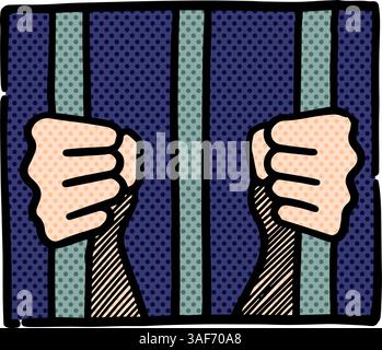 Jail icon halftone color vector illustration Stock Vector