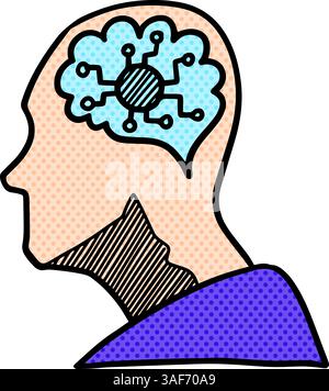 Artificial intelligence concept icon halftone color vector illustration Stock Vector