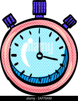 Stopwatch halftone icon hand drawn color vector illustration Stock Vector