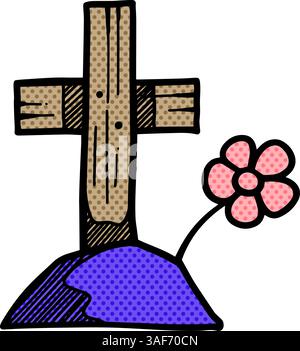 Tomb stone icon halftone color vector illustration Stock Vector