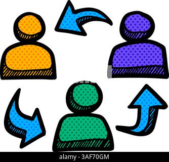 Succession concept icon hand drawn halftone color vector illustration Stock Vector