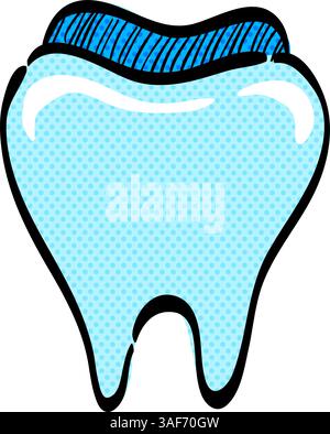 Tooth halftone icon hand drawn color vector illustration Stock Vector