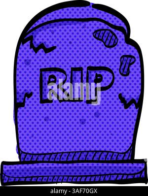 Tomb stone halftone icon hand drawn color vector illustration Stock Vector