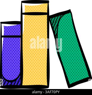 Book halftone icon hand drawn color vector illustration Stock Vector