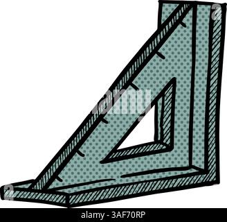 Triangular ruler icon halftone color vector illustration Stock Vector