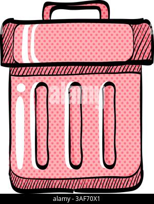 Trash bin halftone icon hand drawn color vector illustration Stock Vector