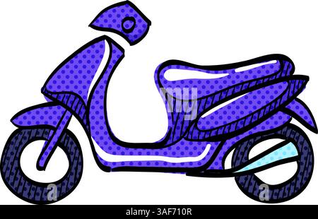 Motorcycle halftone icon hand drawn color vector illustration Stock Vector