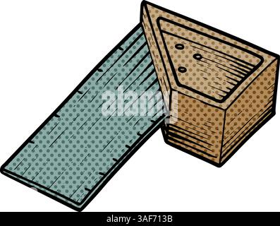 Ruler in woodcut drawing halftone color vector illustration Stock Vector