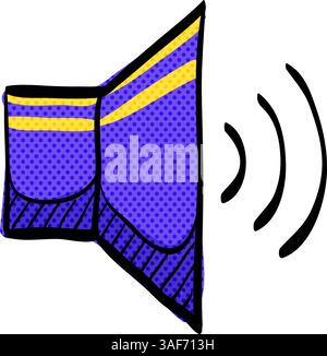 Audio volume halftone icon hand drawn color vector illustration Stock Vector