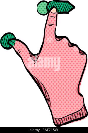 Finger gesture halftone icon hand drawn color vector illustration Stock Vector