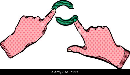 Finger gesture halftone icon hand drawn color vector illustration Stock Vector