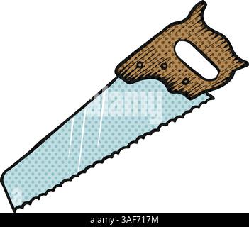 Hand saw icon halftone color vector illustration Stock Vector