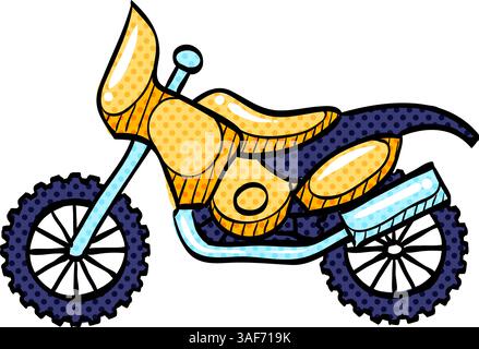 Motocross halftone icon hand drawn color vector illustration Stock Vector
