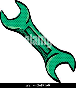 Bicycle tools halftone icon hand drawn color vector illustration Stock Vector