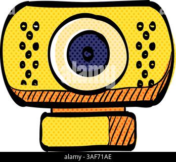 Webcam halftone icon hand drawn color vector illustration Stock Vector