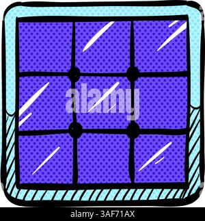 Solar cells panel halftone icon hand drawn color vector illustration Stock Vector