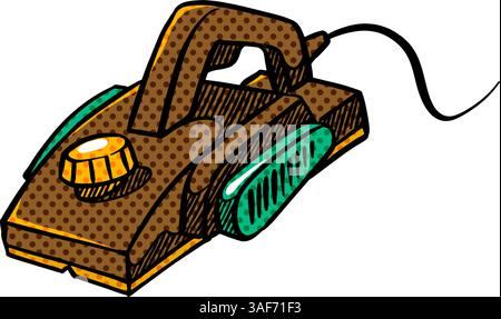 Electric hand planer icon halftone color vector illustration Stock Vector