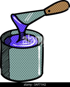 Paint bucket icon hand drawn halftone color vector illustration Stock Vector