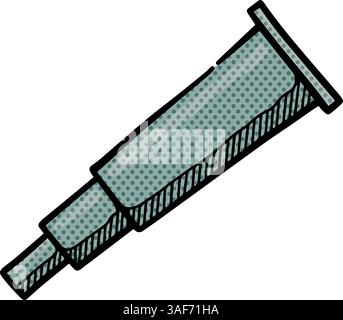 Telescope icon hand drawn halftone color vector illustration Stock Vector