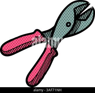 Wire cutter icon halftone color vector illustration Stock Vector