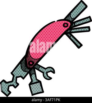Multiple tools icons halftone color vector illustration Stock Vector