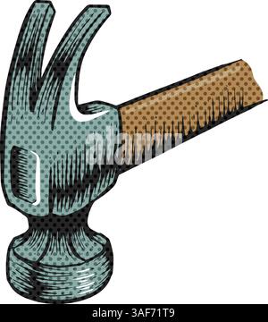 Claw hammer icon halftone color vector illustration Stock Vector
