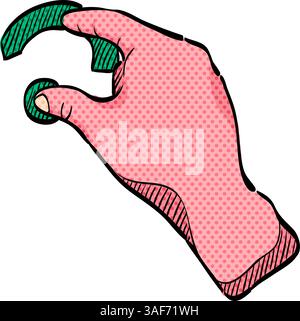 Finger gesture halftone icon hand drawn color vector illustration Stock Vector