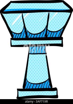 Airport tower halftone icon hand drawn color vector illustration Stock Vector