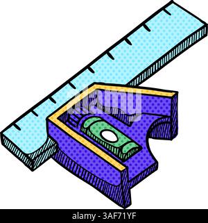 Ruler icon halftone color vector illustration Stock Vector