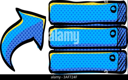 Database halftone icon hand drawn color vector illustration Stock Vector
