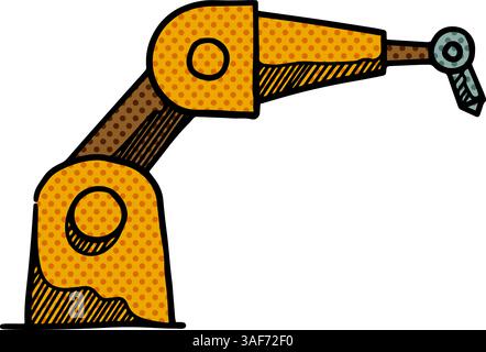 Industrial robotic arm icon halftone color vector illustration Stock Vector
