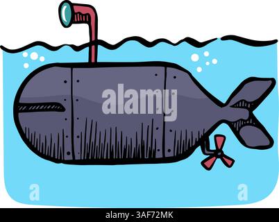 Hand drawn submarine vector illustration Stock Vector Image & Art - Alamy