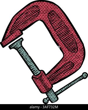 Clamp icon halftone color vector illustration Stock Vector