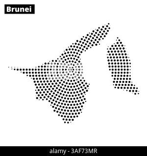 Dot pattern map of Brunei highlighting its geographic shape and dimensions against a blank background. Stock Vector