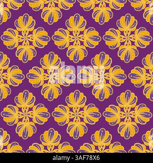 Hand drawn seamless pattern ornaments on brown background. seamless pattern for home decorating ideas and fabric printing, Stock Vector
