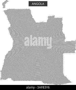 A detailed outline of Angola is represented using dot patterns ...