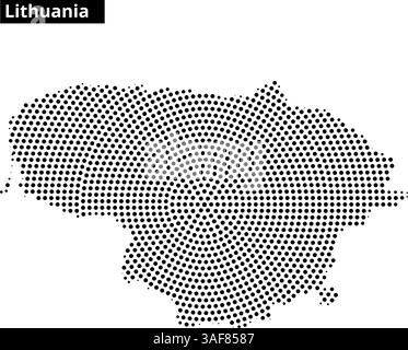 The outline of Lithuania is displayed using a dotted pattern, providing a unique representation of the country's shape and borders. Stock Vector