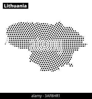 The outline of Lithuania is displayed using a dotted pattern, providing a unique representation of the country's shape and borders. Stock Vector