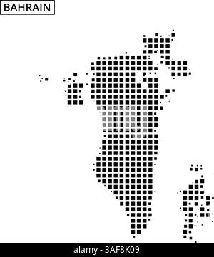 This artwork showcases an outline of Bahrain filled with a unique dot pattern, set against an abstract background. Stock Vector