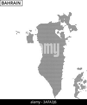 This artwork showcases an outline of Bahrain filled with a unique dot pattern, set against an abstract background. Stock Vector