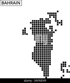 This artwork showcases an outline of Bahrain filled with a unique dot pattern, set against an abstract background. Stock Vector