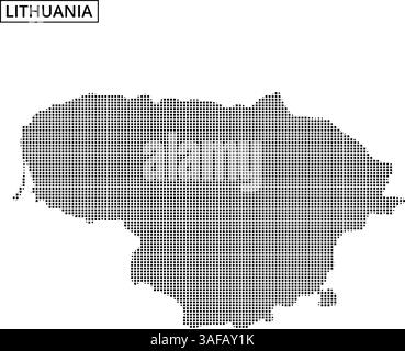 The outline of Lithuania is displayed using a dotted pattern, providing a unique representation of the country's shape and borders. Stock Vector