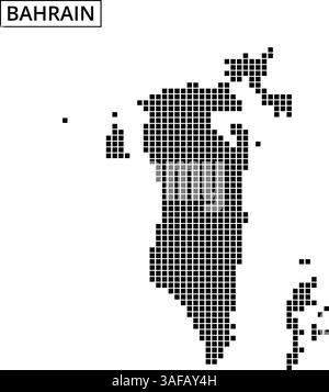 This artwork showcases an outline of Bahrain filled with a unique dot pattern, set against an abstract background. Stock Vector
