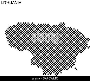 The outline of Lithuania is displayed using a dotted pattern, providing a unique representation of the country's shape and borders. Stock Vector
