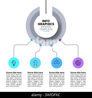 Infographic template with icons and 4 options or steps. Can be used for workflow layout, diagram, banner, webdesign. Vector illustration Stock Vector