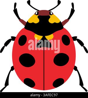 Stylized ladybug beetle with unique and colorful design. Hand drawn trendy flat style. Simple, Minimalist design, clean lines modern flat style. Ideal for nature designs,childrens illustrations Stock Vector
