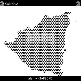 A unique dot pattern map of Nicaragua, highlighting its geographic features in a stylish way. Stock Vector