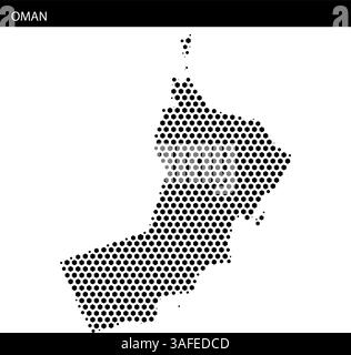 A detailed outline of Oman illustrated with a dotted texture, emphasizing its geographical features and shape. Stock Vector