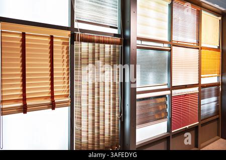 Blinds on windows in a household store Stock Photo